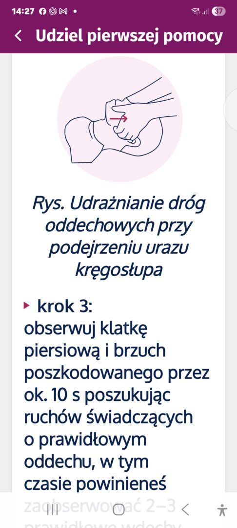 Pierwszy krok udzielania pierwszej pomocy w aplikacji mojeIKP