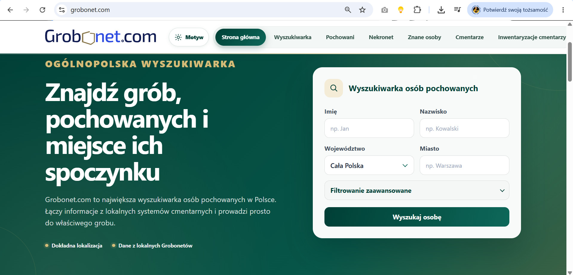 Pamięć w sieci. Jak odnaleźć bliskich i znane osoby 1 Jak znaleźć grób przez Internet – wyszukiwarka Grobonet