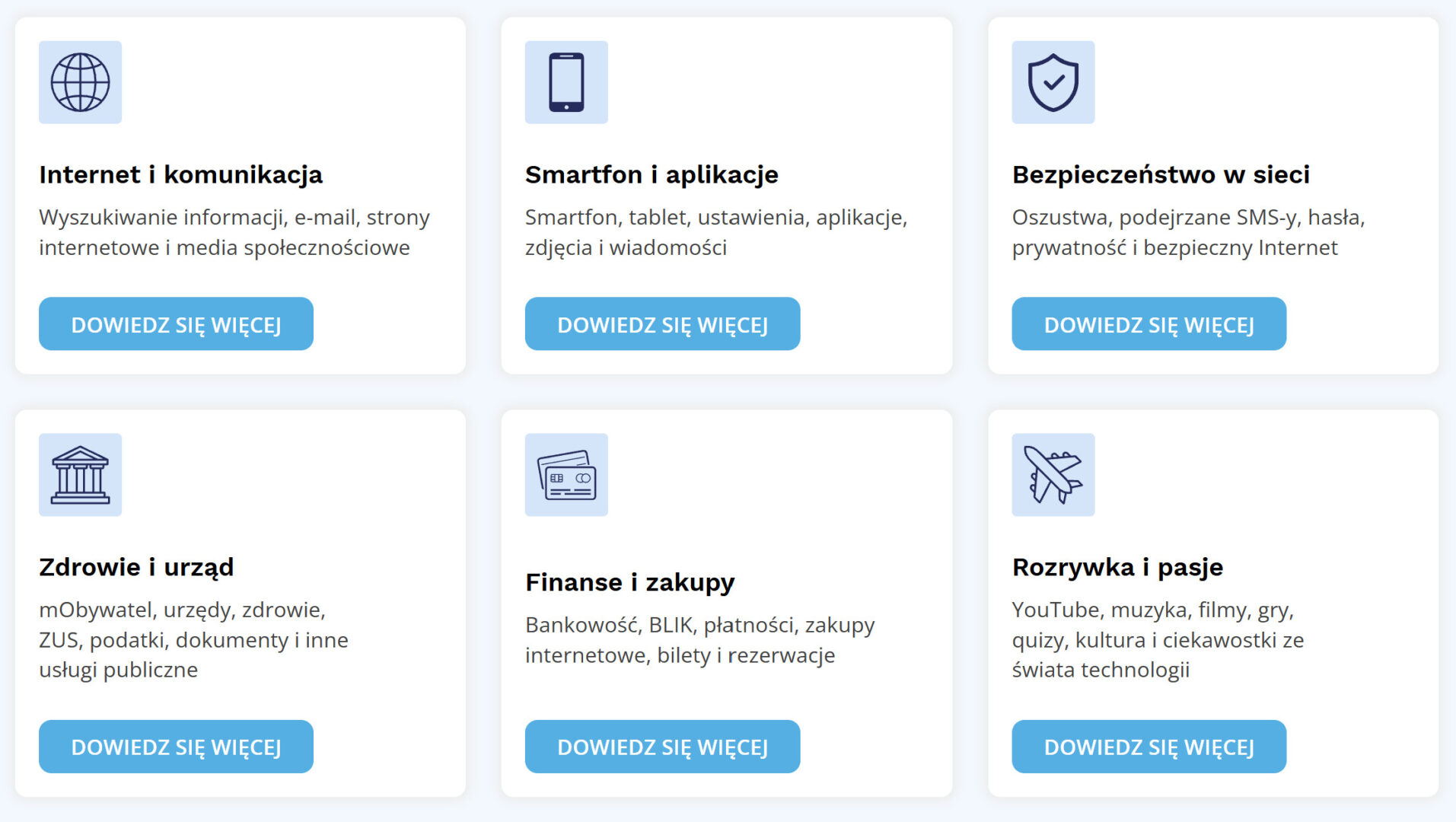 Strefa Wiedzy dla osób 55+ (i nie tylko) – poradniki o Internecie i nowych technologiach 1 dzialy strefy wiedzy
