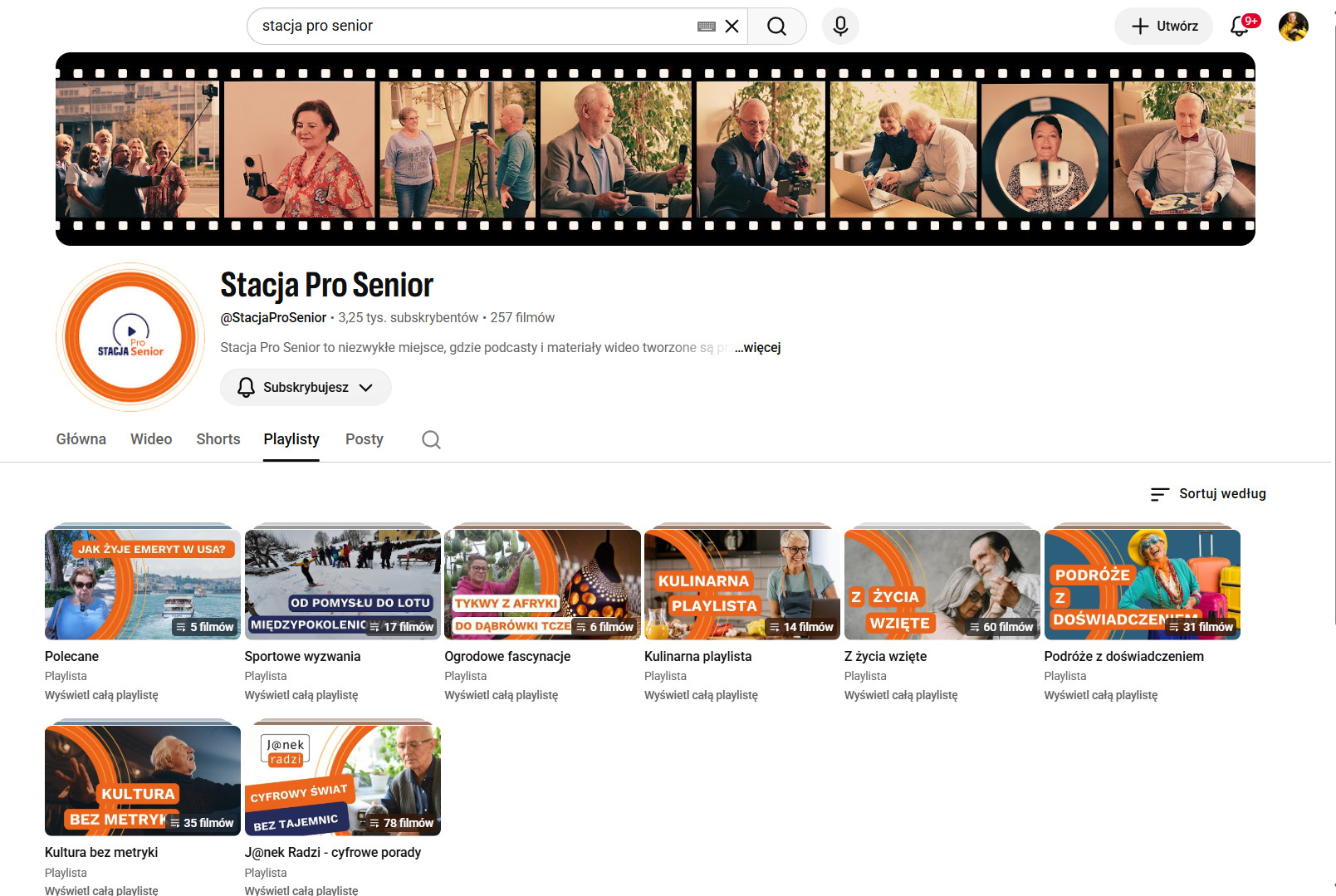 Materiały wideo Stacji Pro Senior, internetowego kanału tworzonego przez osoby starsze